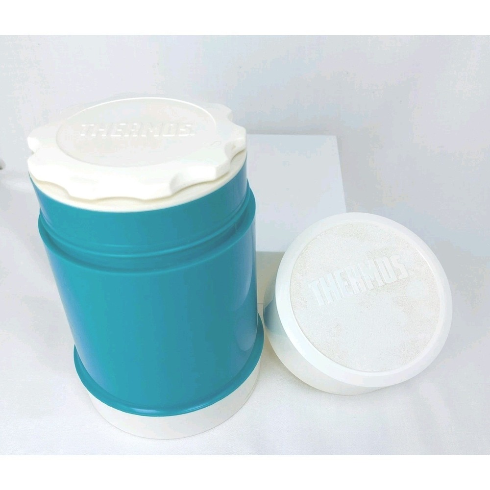 Vintage Thermos Food Jar 10oz Container Soup~Wide Mouth~Turquoise~ Hot & Cold A1